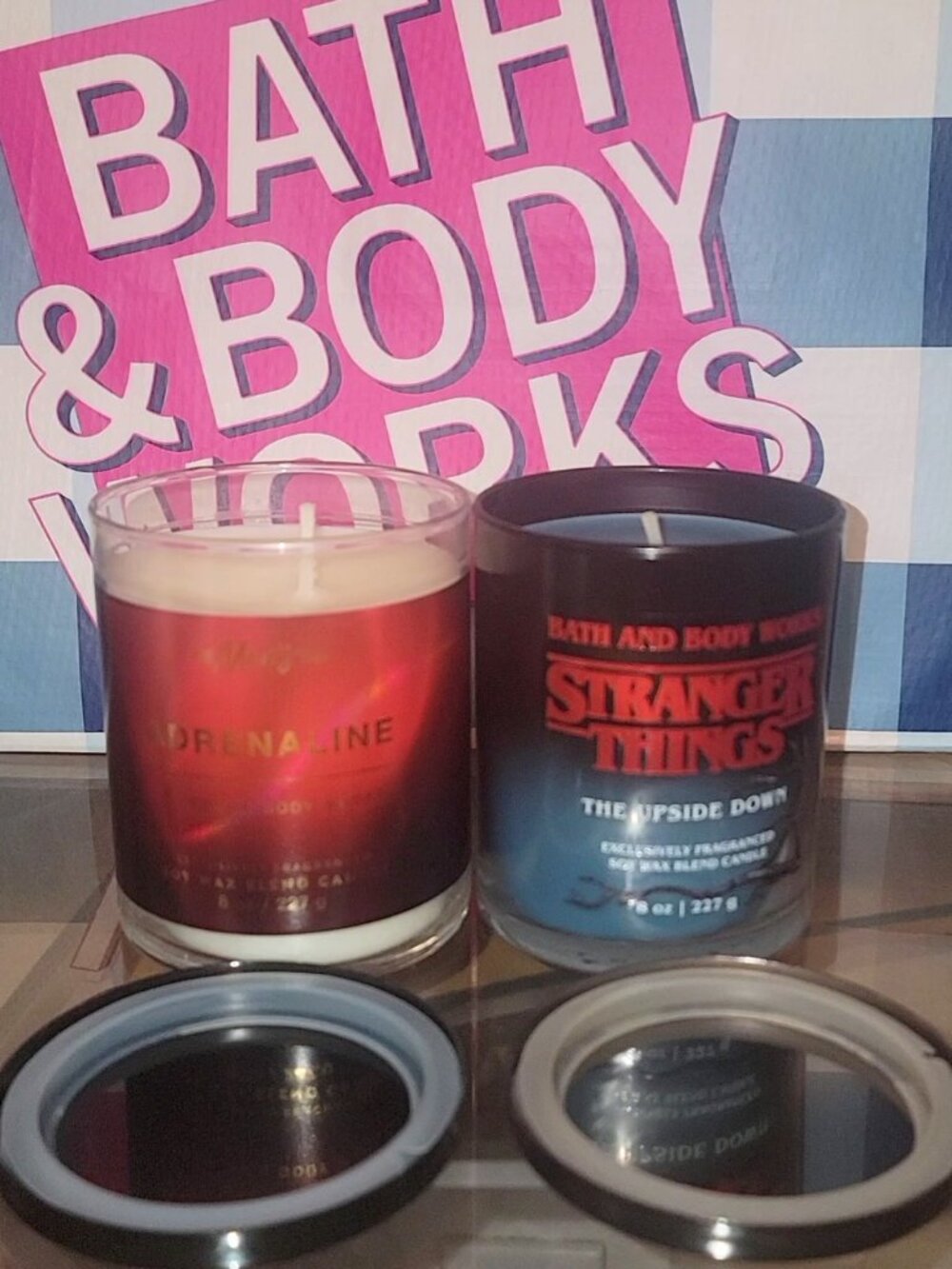 🎉 BATH & BODY WORKS STRANGER THINGS THE UPSIDE DOWN AND ADRENALINE CANDLE SET
